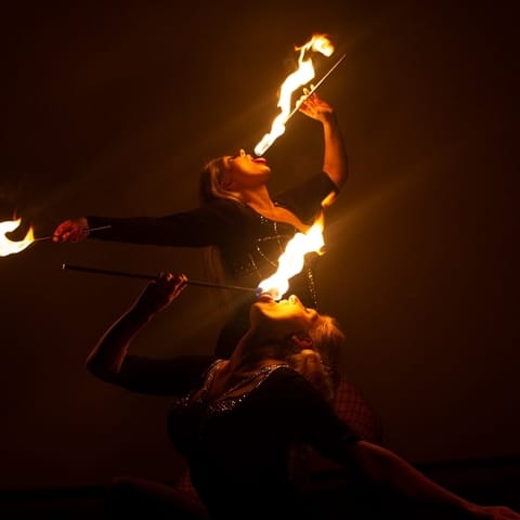 Inferno Sisters Zoe And J D Fire Eating Black Costumes